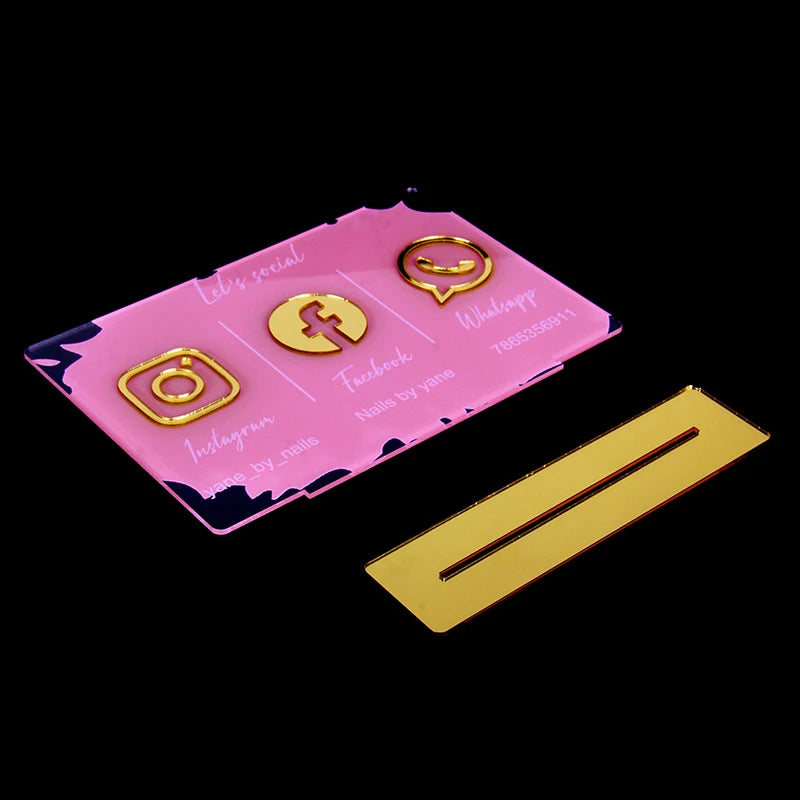 Customize Social Business Media Sign Gold Instagram Wedding Salon Beauty Plate With Base Customized Acrylic Plexiglass