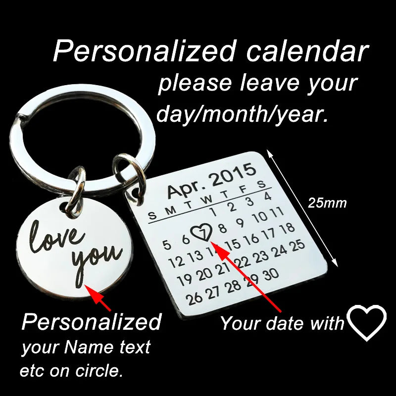 Personalised Calendar Engraved Keyring