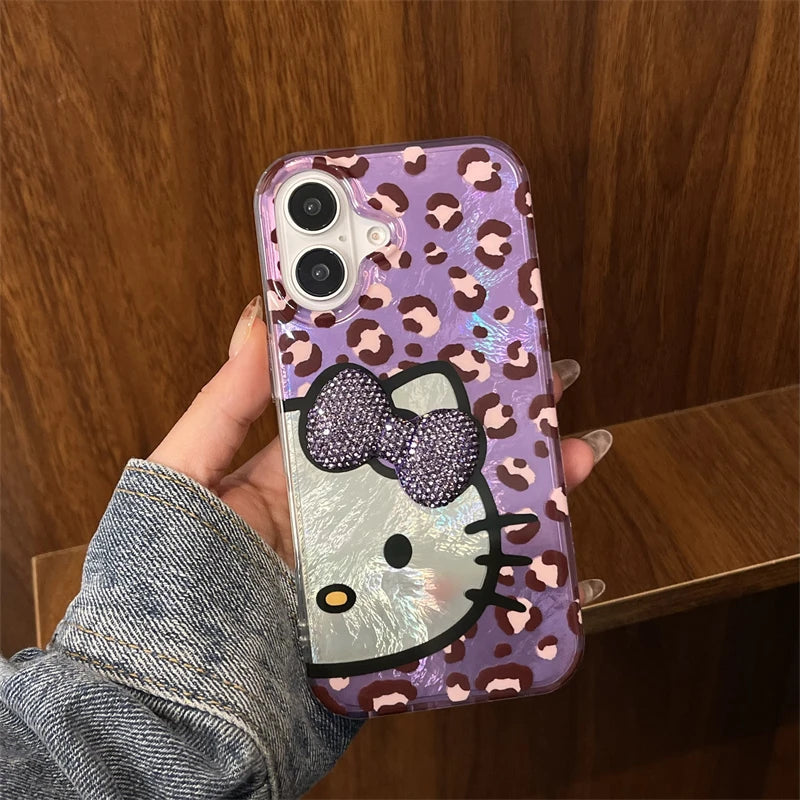 Hello Kitty Leopard Print Diamond Bow Phone Case