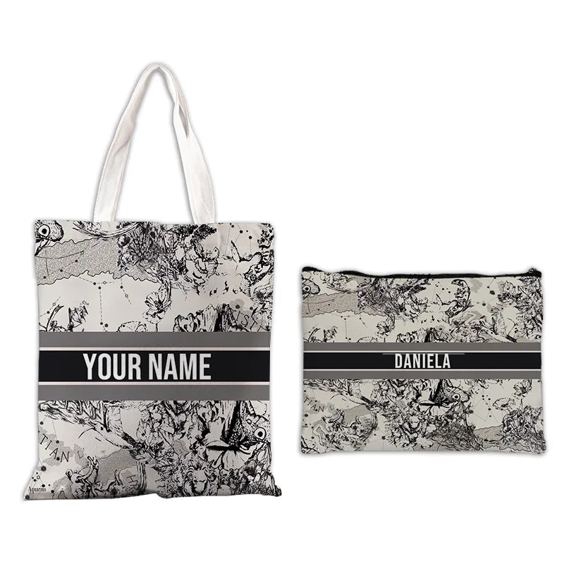 Custom Makeup & Tote Handbag Set
