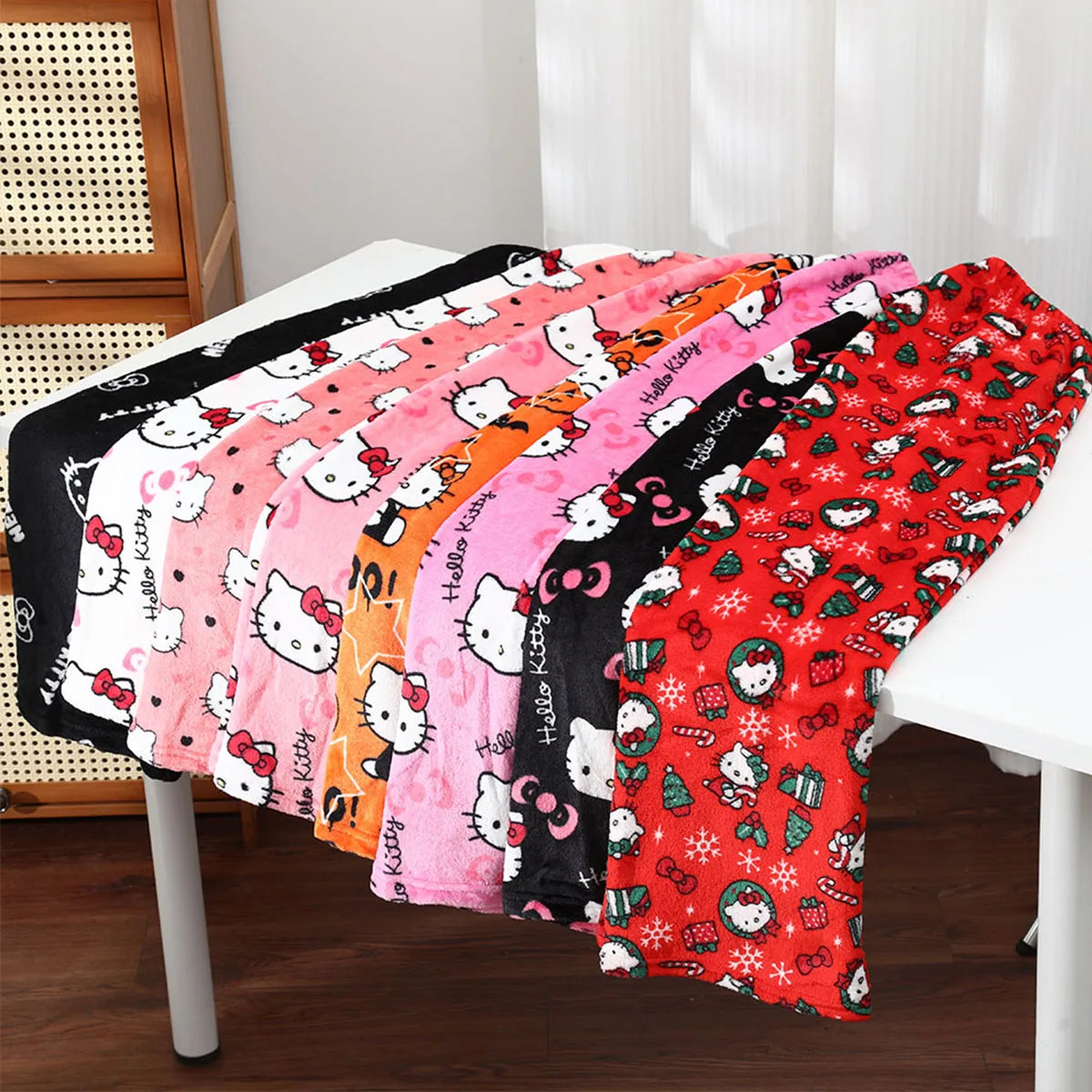 sanrio Cartoon Hello Kitty trousers Christmas Halloween Boys girls Clothes Accessories Children's Autumn winter sleeping pants
