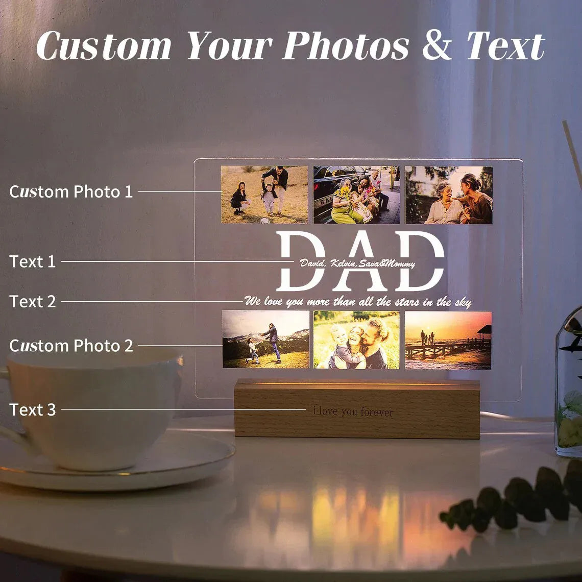 Personalised Photo 3D Acrylic Lamp Night Light