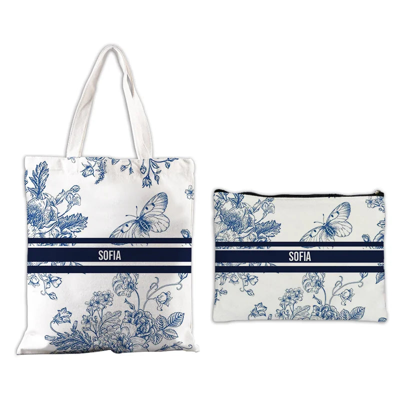Custom Makeup & Tote Handbag Set