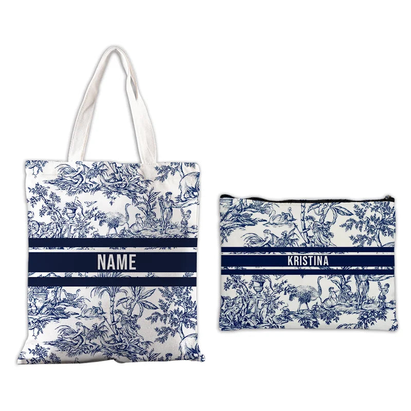Custom Makeup & Tote Handbag Set