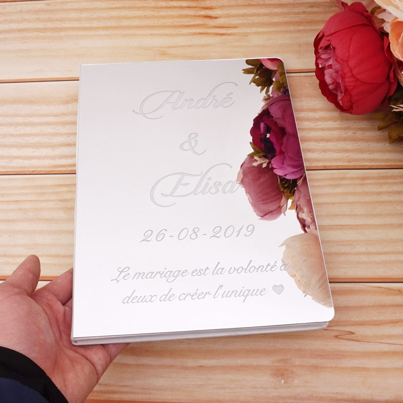 Custom Wedding/Baptism Acrylic Mirror White Blank Guestbook