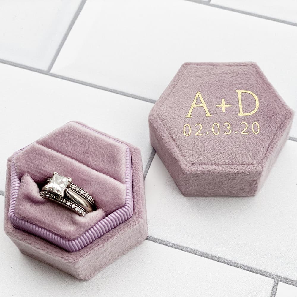 Velvet Ring Box customised Wedding Engagement Ring Box