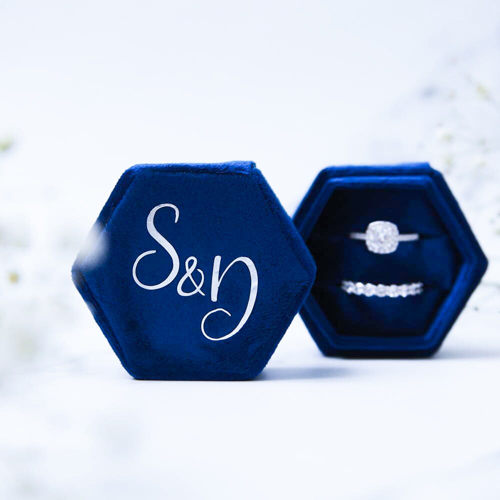Velvet Ring Box customised Wedding Engagement Ring Box