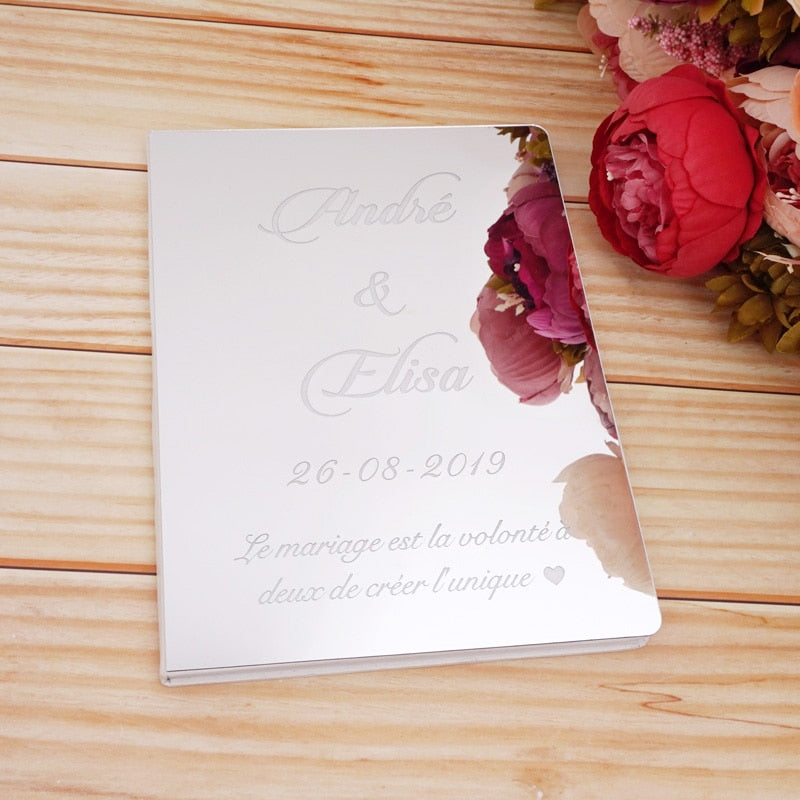 Custom Wedding/Baptism Acrylic Mirror White Blank Guestbook