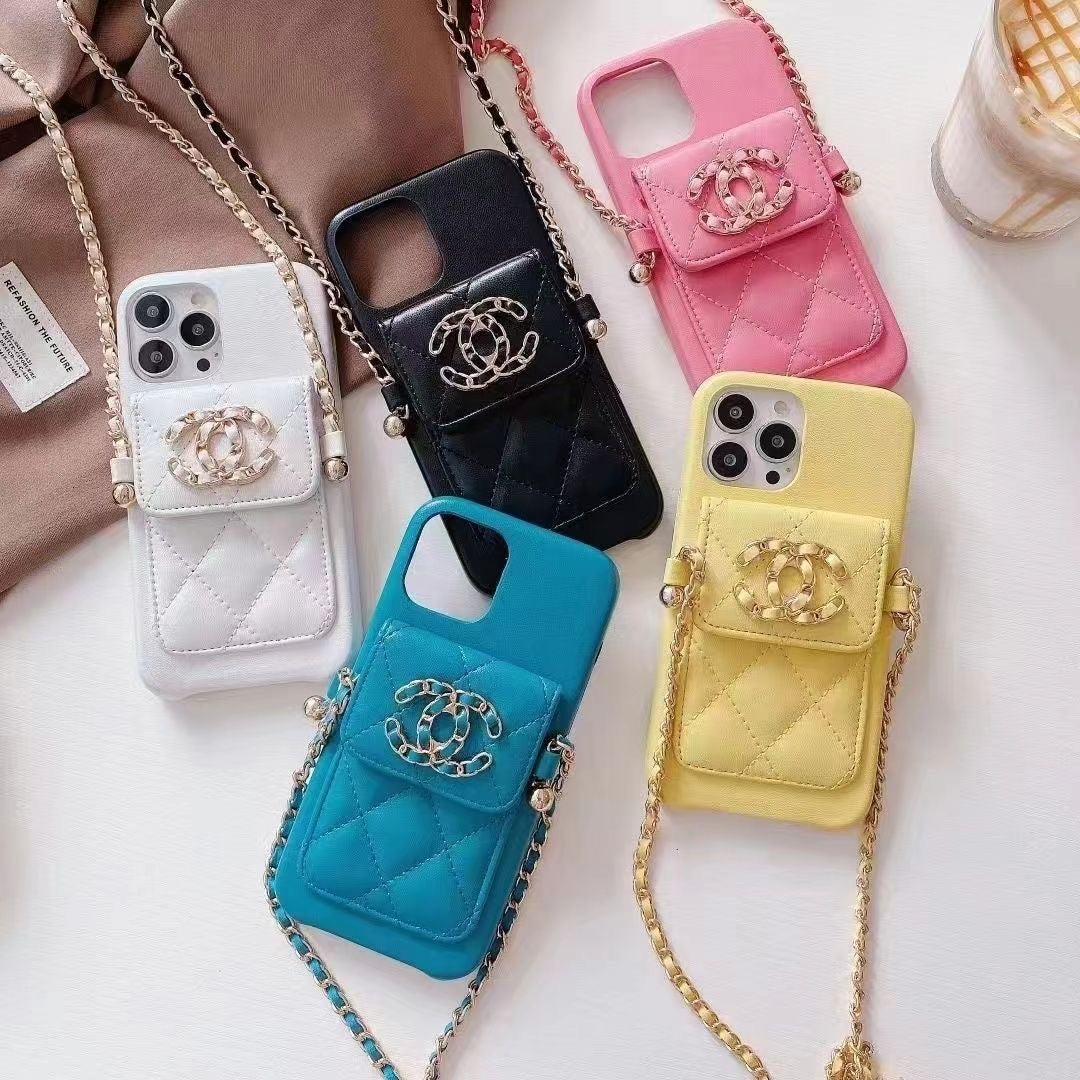 Leather Ceecee Chain iPhone case Purse Wallet