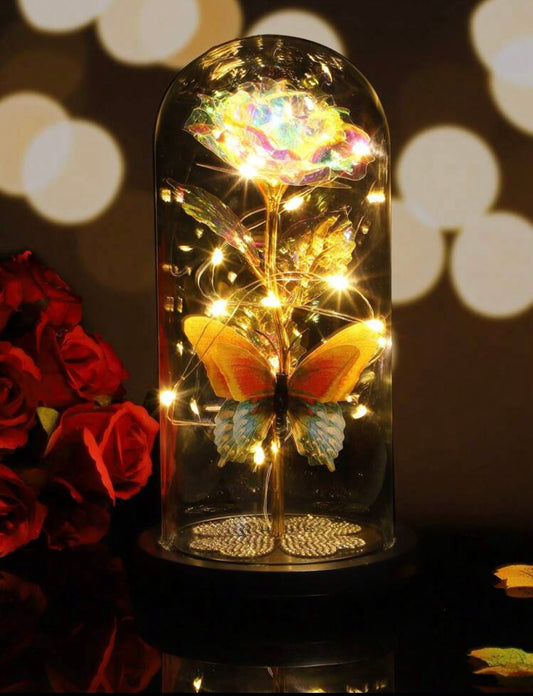 Light up butterfly rose dome