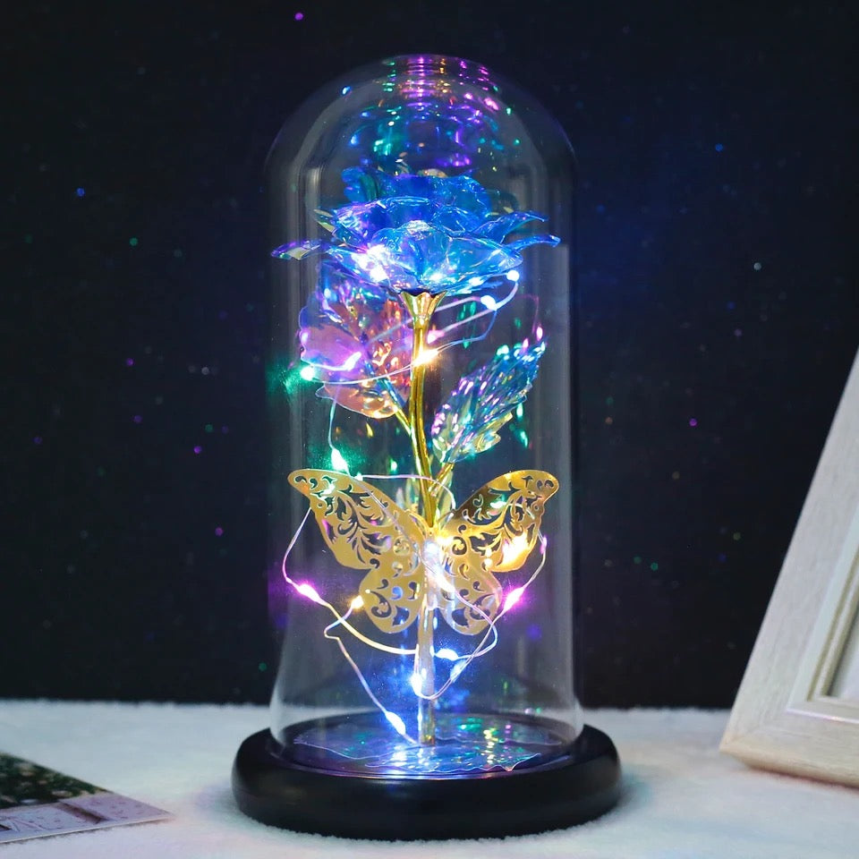 Light Up Galaxy Rose Lamp with Butterfly