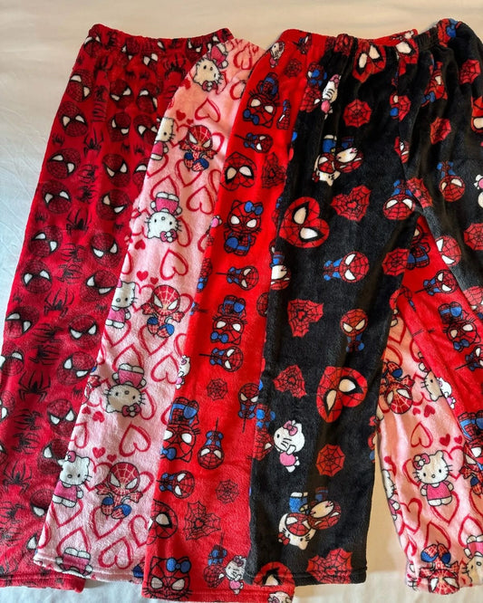 Hello Kitty Spider-man Cotton Velvet Loose Pajamas Pajamas Long Pants