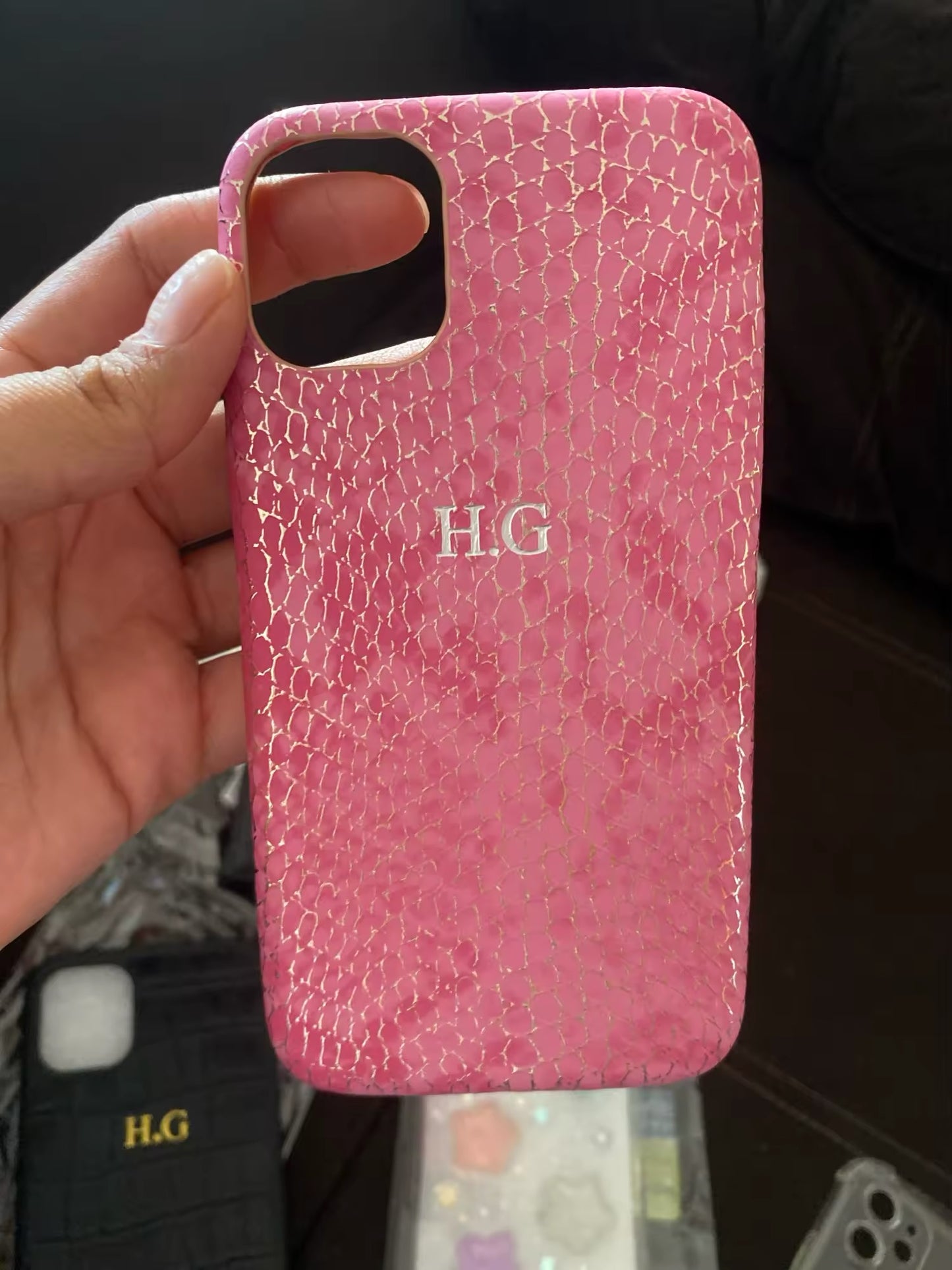 Personalised Name Soft Leather monogram Case