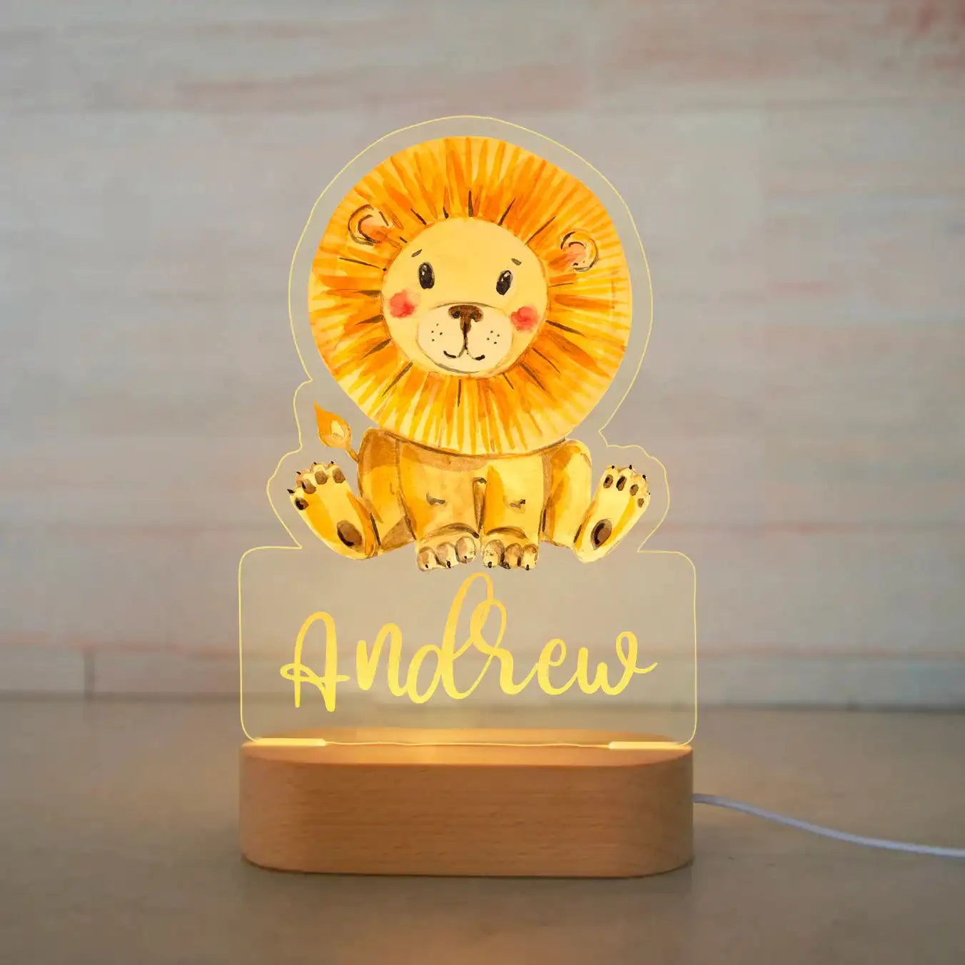 Personalized Children Animal Night Light Custom Name Acrylic Lamp Baby Kids Bedroom Decoration Neonate Birthday Christmas Gift