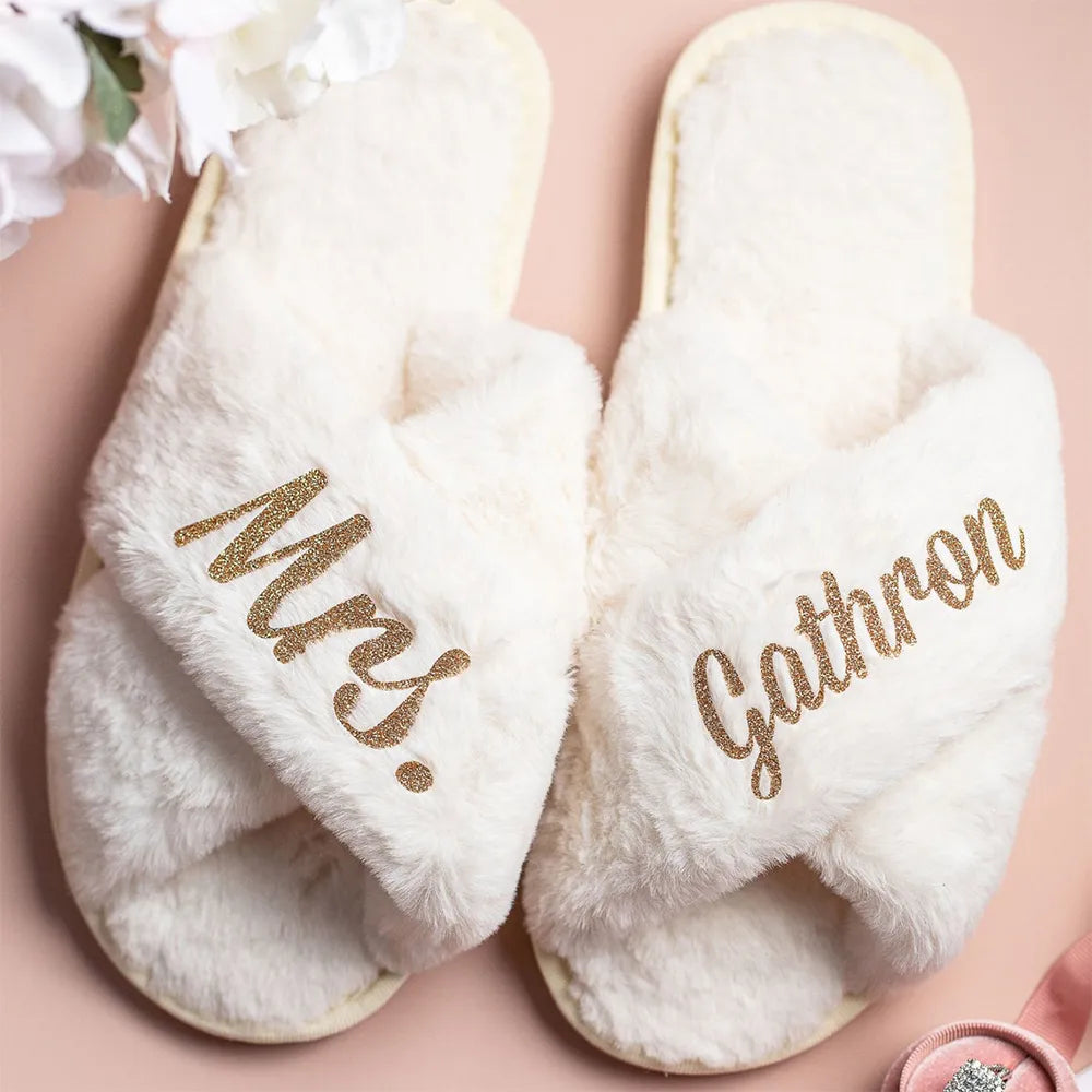 Personalised Slipper Bridesmaid Fluffy Gifts