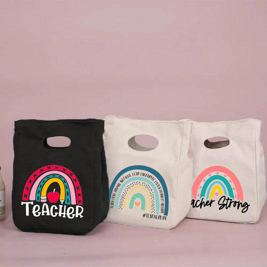 Rainbow Best Teacher Lunch Thermal Insulated Tote Bag