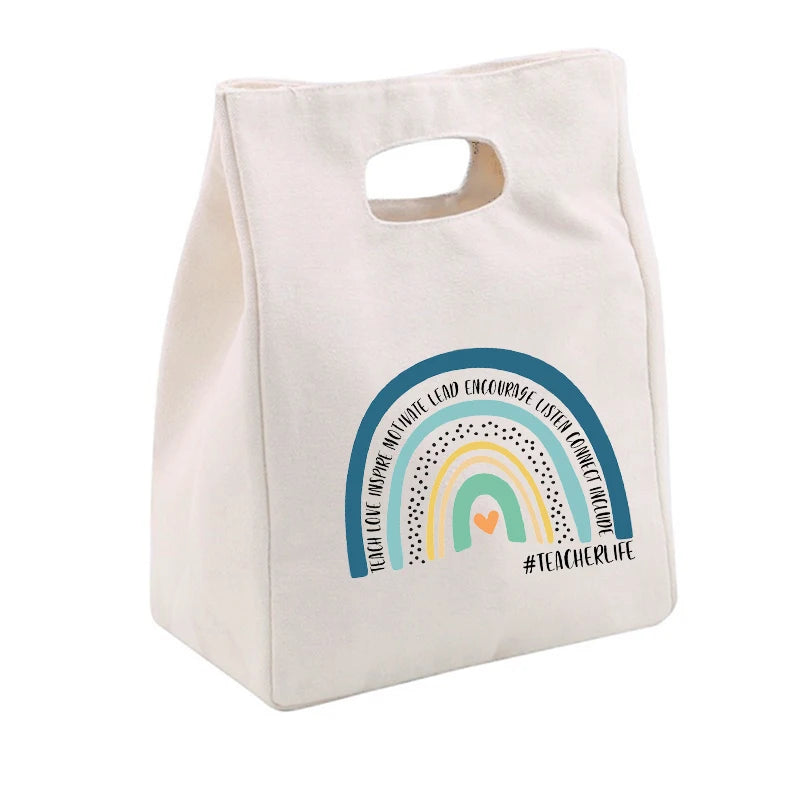 Rainbow Best Teacher Lunch Thermal Insulated Tote Bag