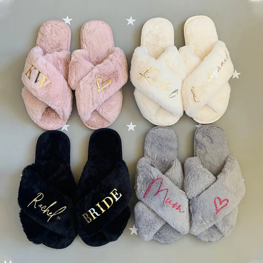 Personalised Slipper Bridesmaid Fluffy Gifts