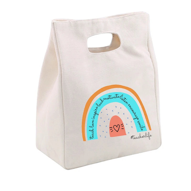 Rainbow Best Teacher Lunch Thermal Insulated Tote Bag