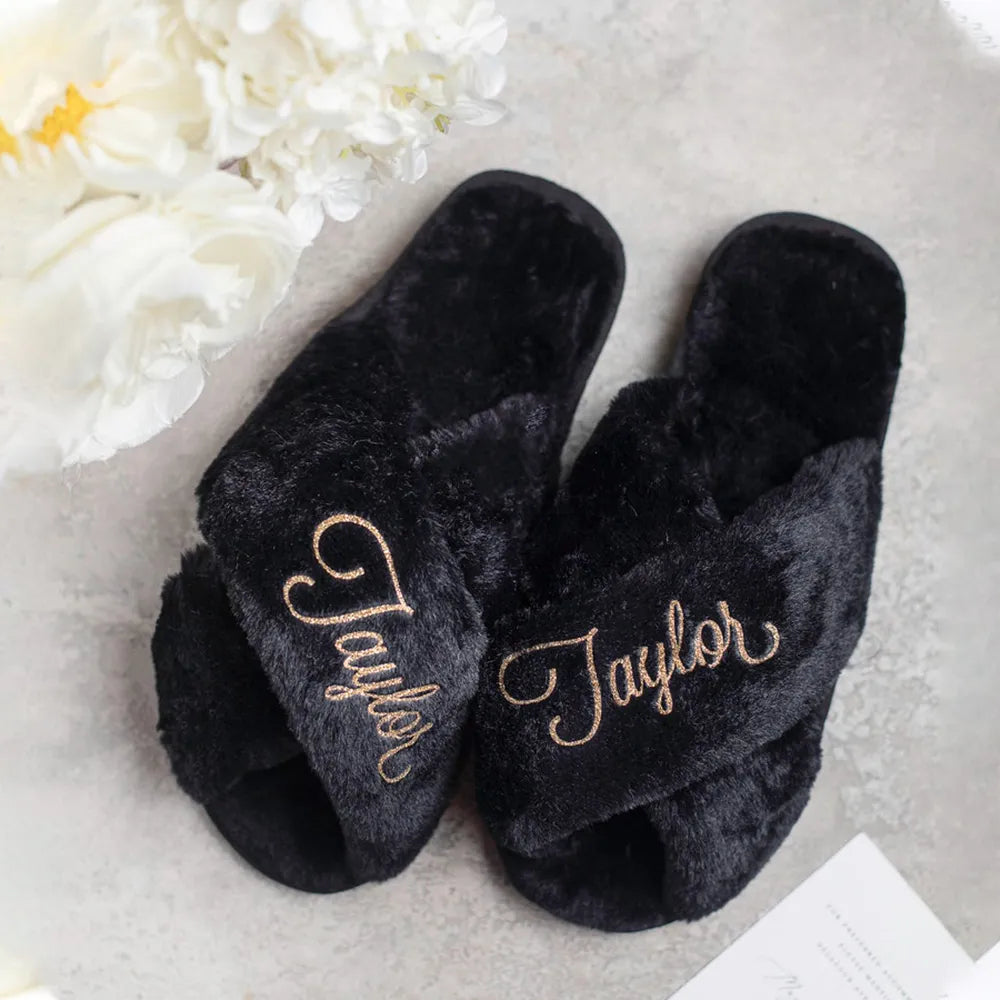 Personalised Slipper Bridesmaid Fluffy Gifts