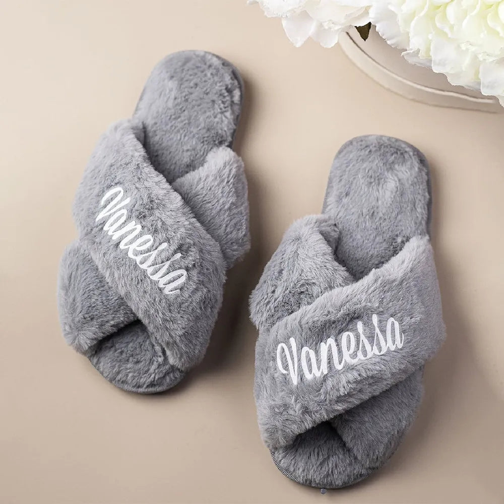 Personalised Slipper Bridesmaid Fluffy Gifts