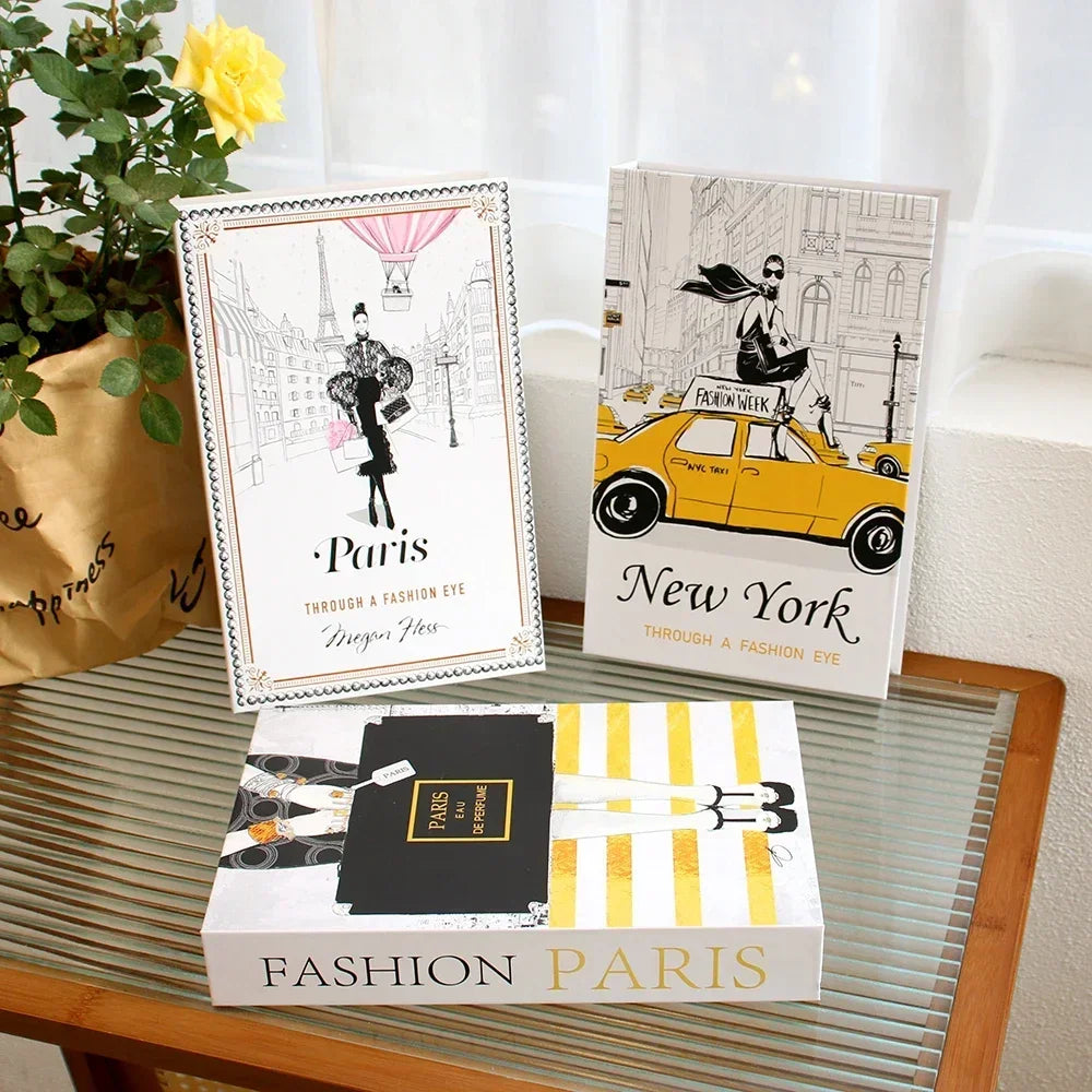 3Pcs Fashion Fake Books Living Room Decoration Designer Books Coffee Table Ornaments Club Hotel Room Villa Prop Books Decoration