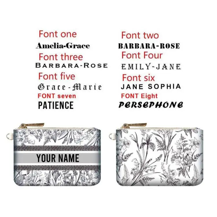 Personalized Customized Letters Custom Clutch Bag Women Wallet Mini Shopping Traveling Portable Card Bag Zip Pocket Coin Purse