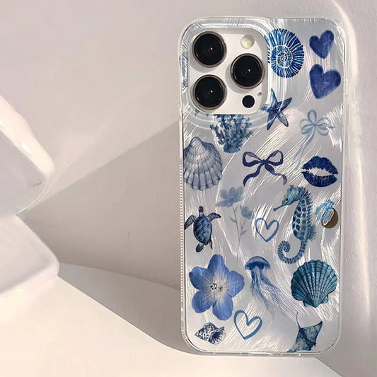 Blue Seaside shell pattern case