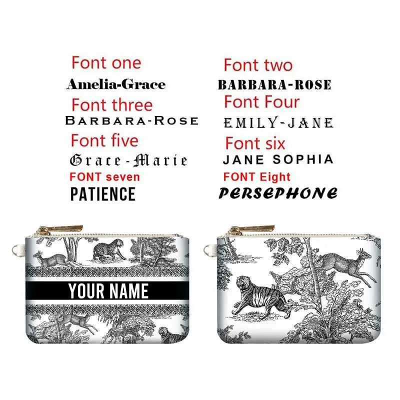 Personalized Customized Letters Custom Clutch Bag Women Wallet Mini Shopping Traveling Portable Card Bag Zip Pocket Coin Purse