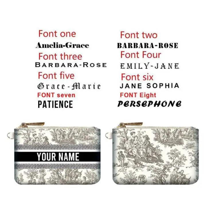 Personalized Customized Letters Custom Clutch Bag Women Wallet Mini Shopping Traveling Portable Card Bag Zip Pocket Coin Purse