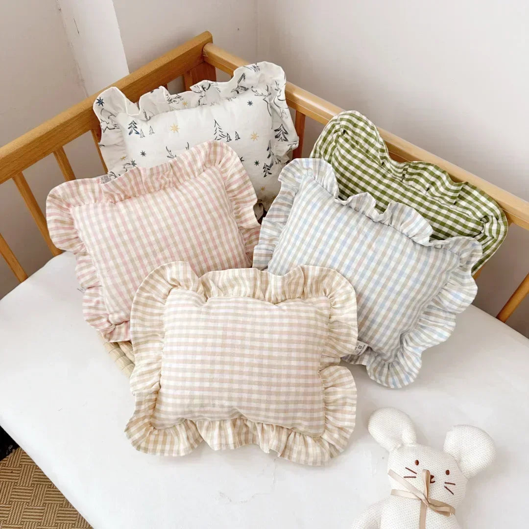 Custom Name Nordic Style Cotton Baby Small Pillow 28x34cm with Ruffles Kids Cushion Baby Newborn Bedding Pillows Cushions Room