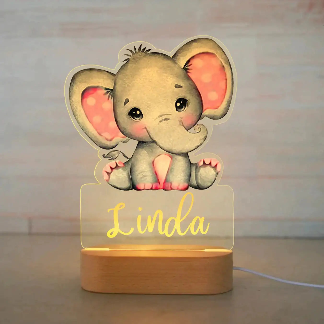 Personalized Children Animal Night Light Custom Name Acrylic Lamp Baby Kids Bedroom Decoration Neonate Birthday Christmas Gift