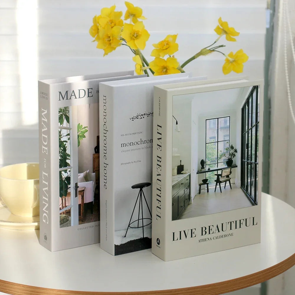 3Pcs Fashion Fake Books Living Room Decoration Designer Books Coffee Table Ornaments Club Hotel Room Villa Prop Books Decoration