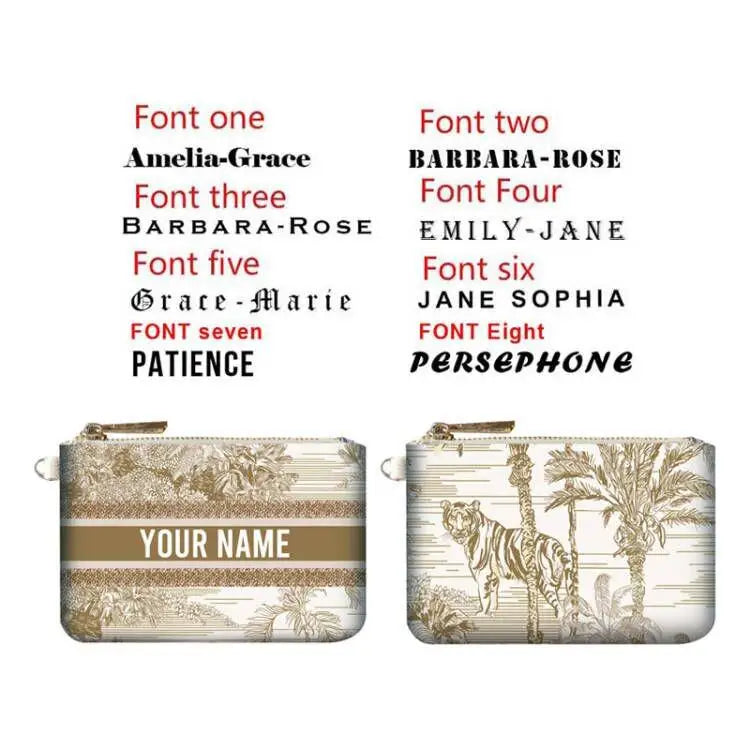 Personalized Customized Letters Custom Clutch Bag Women Wallet Mini Shopping Traveling Portable Card Bag Zip Pocket Coin Purse