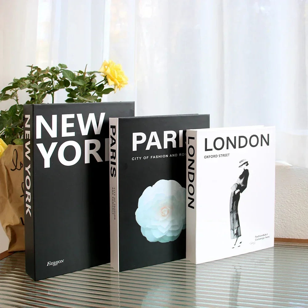 3Pcs Fashion Fake Books Living Room Decoration Designer Books Coffee Table Ornaments Club Hotel Room Villa Prop Books Decoration