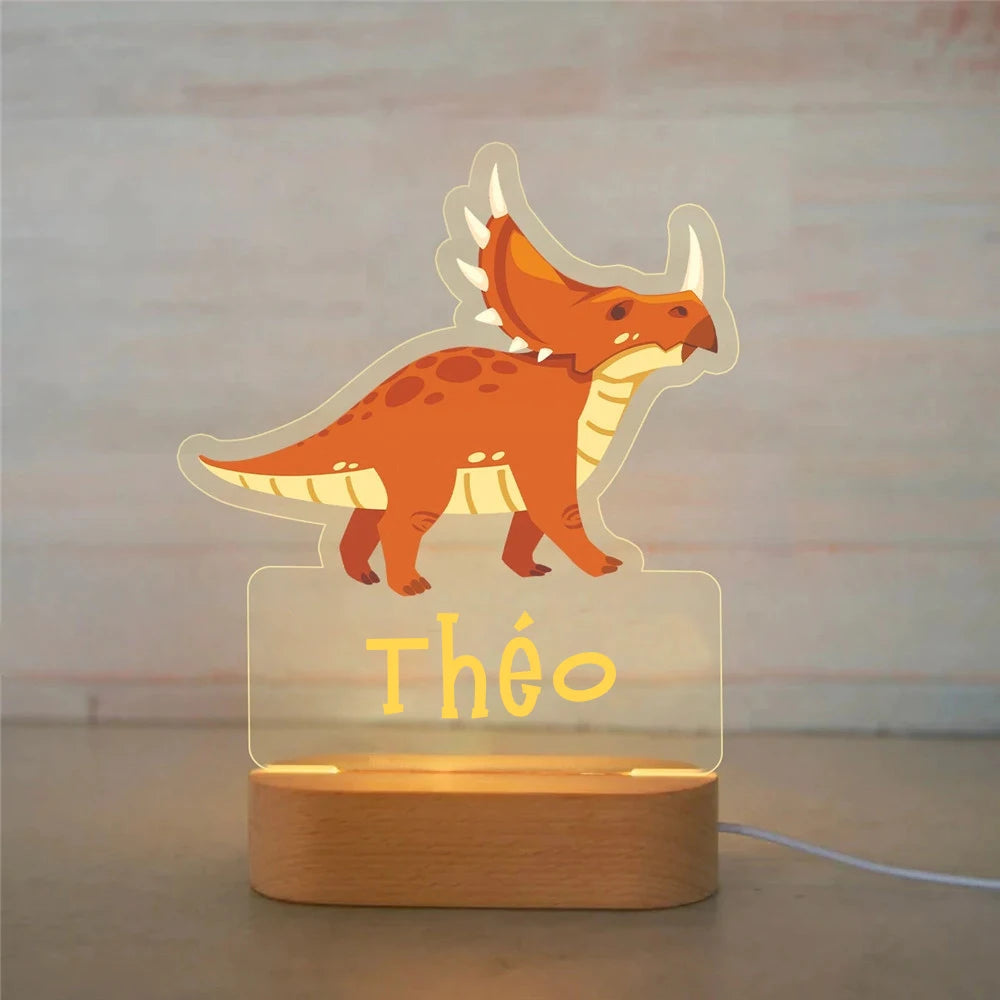 Personalized Children Animal Night Light Custom Name Acrylic Lamp Baby Kids Bedroom Decoration Neonate Birthday Christmas Gift