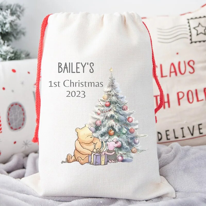 personalised name stocking santa gift toy bag