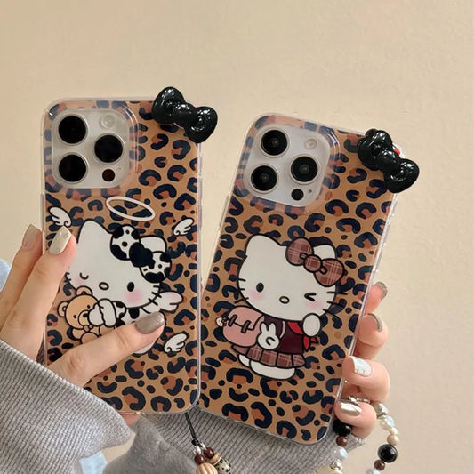 Hello Kitty Bow Leopard Print Angel Phone Case