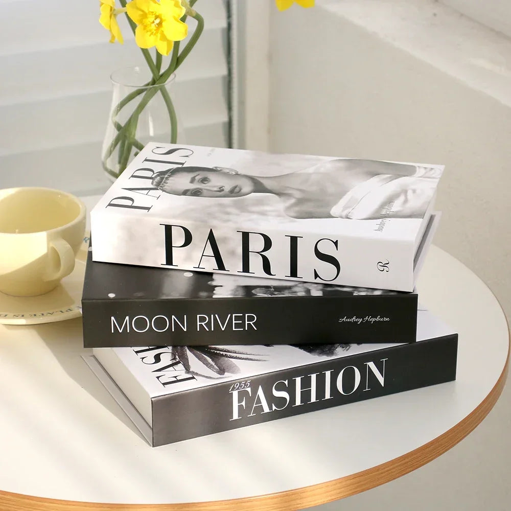 3Pcs Fashion Fake Books Living Room Decoration Designer Books Coffee Table Ornaments Club Hotel Room Villa Prop Books Decoration