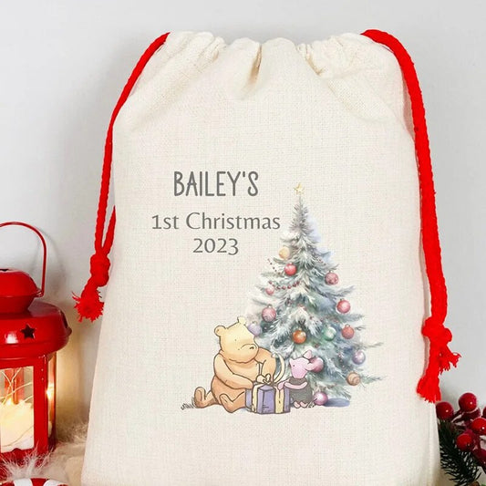 personalised name stocking santa gift toy bag