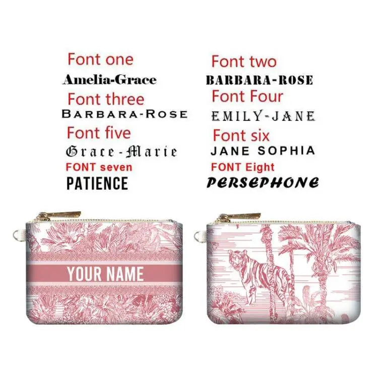 Personalized Customized Letters Custom Clutch Bag Women Wallet Mini Shopping Traveling Portable Card Bag Zip Pocket Coin Purse