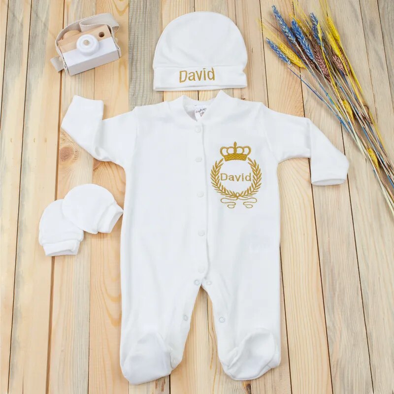 4 pcs Personalised Embroidered Baby Newborn Rompers Blanket Suit