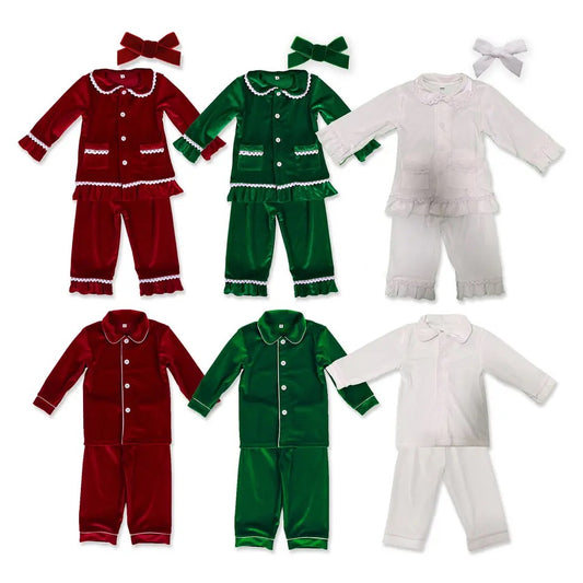 Family Baby Kids Matching Red Christmas Velvet PJS Pyjamas