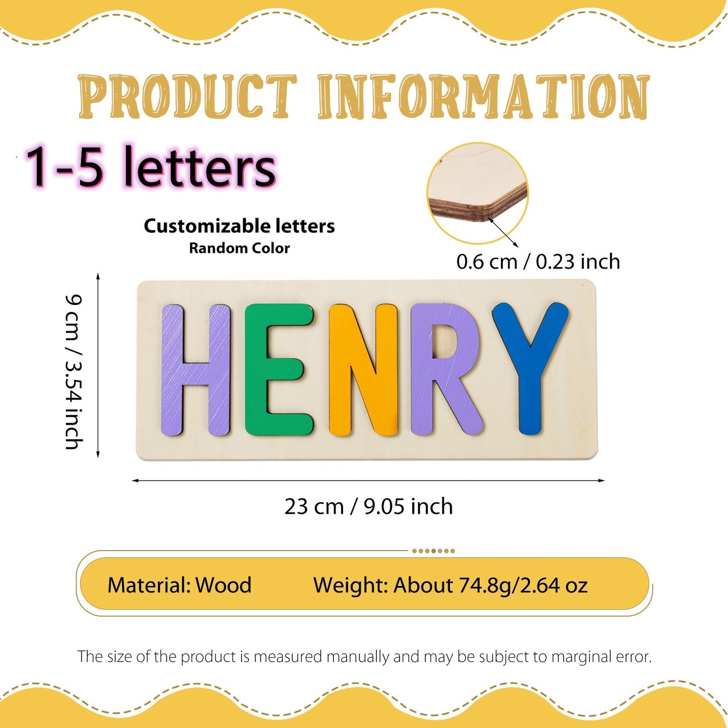 Personalised Wooden Name Puzzle Educational Toy