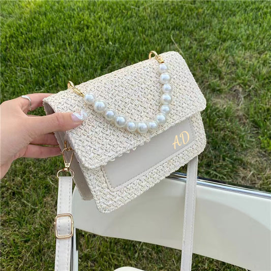Personalised Pearl woven bag Clutch