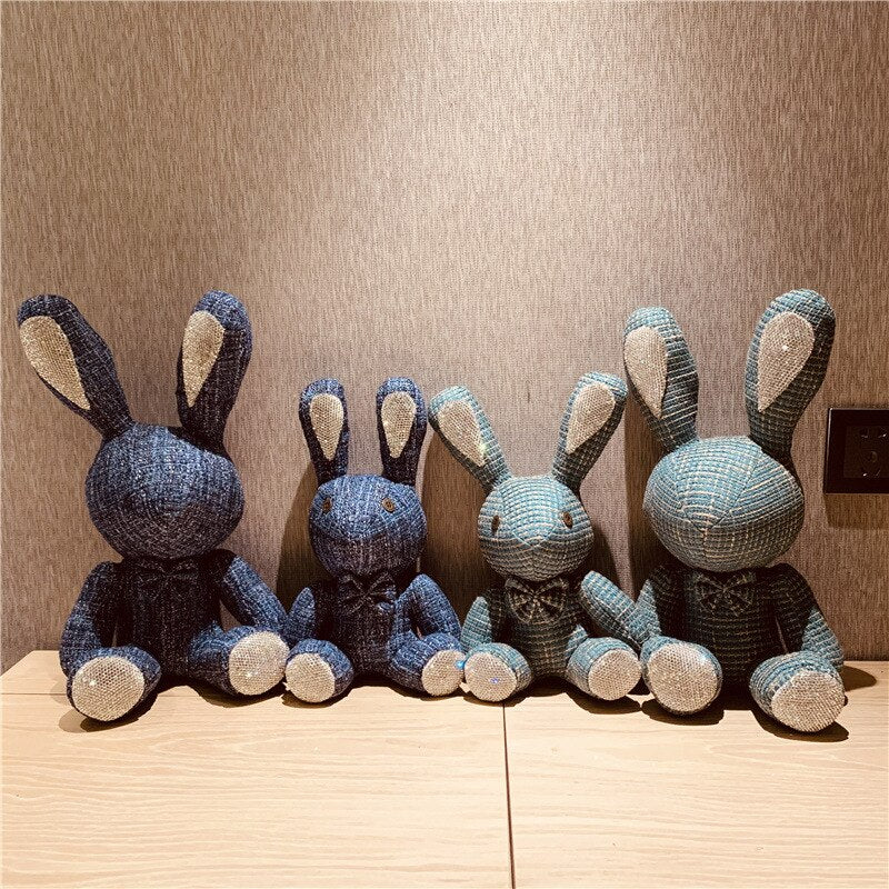 Pattern Stuffed Rabbit Toys Teddy Ornaments