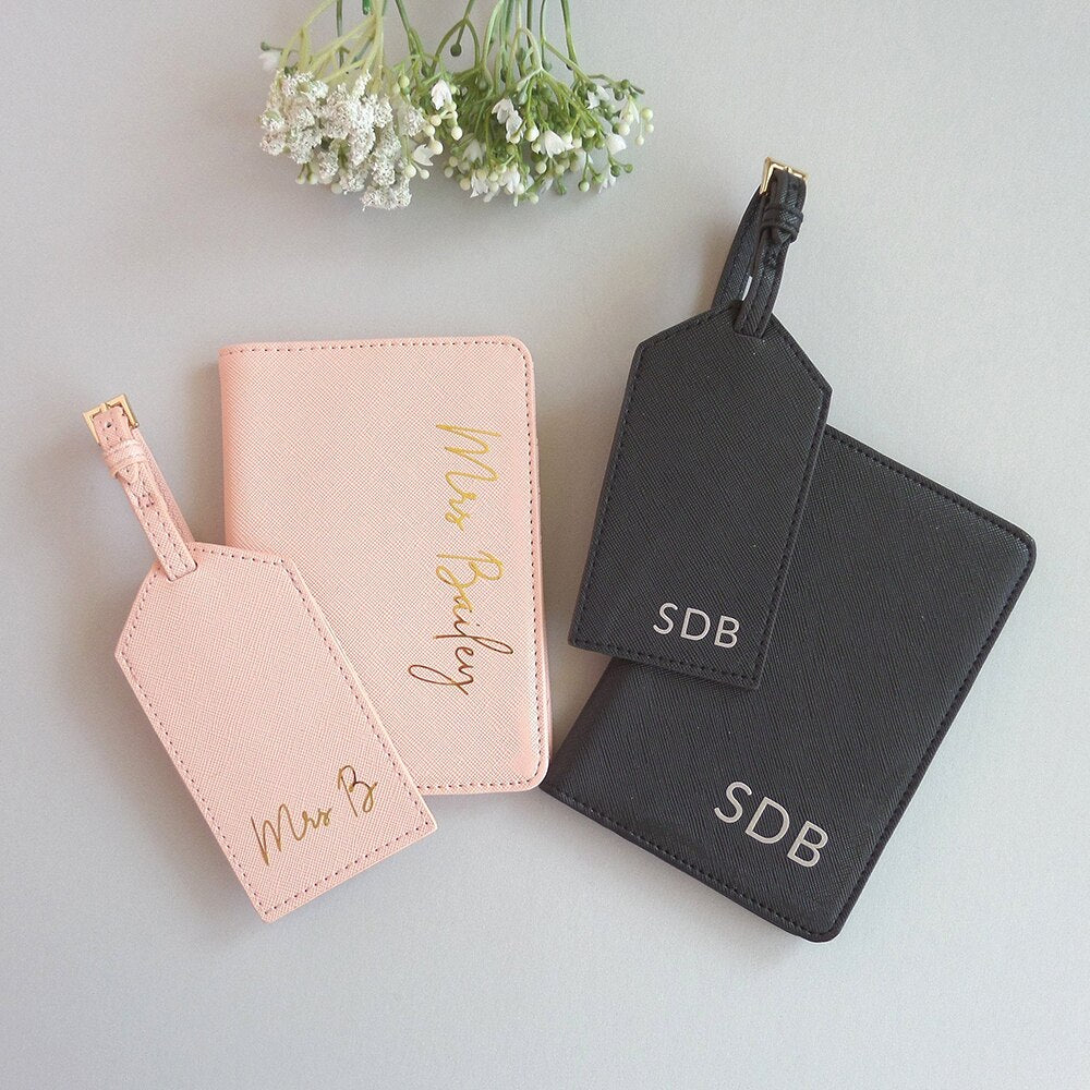 Personalised Passport Holder and Luggage Tag Travel Sets