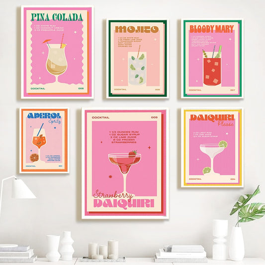 Cocktail Mojito Drinks Bar Vintage Wall Art Posters And Prints Wall