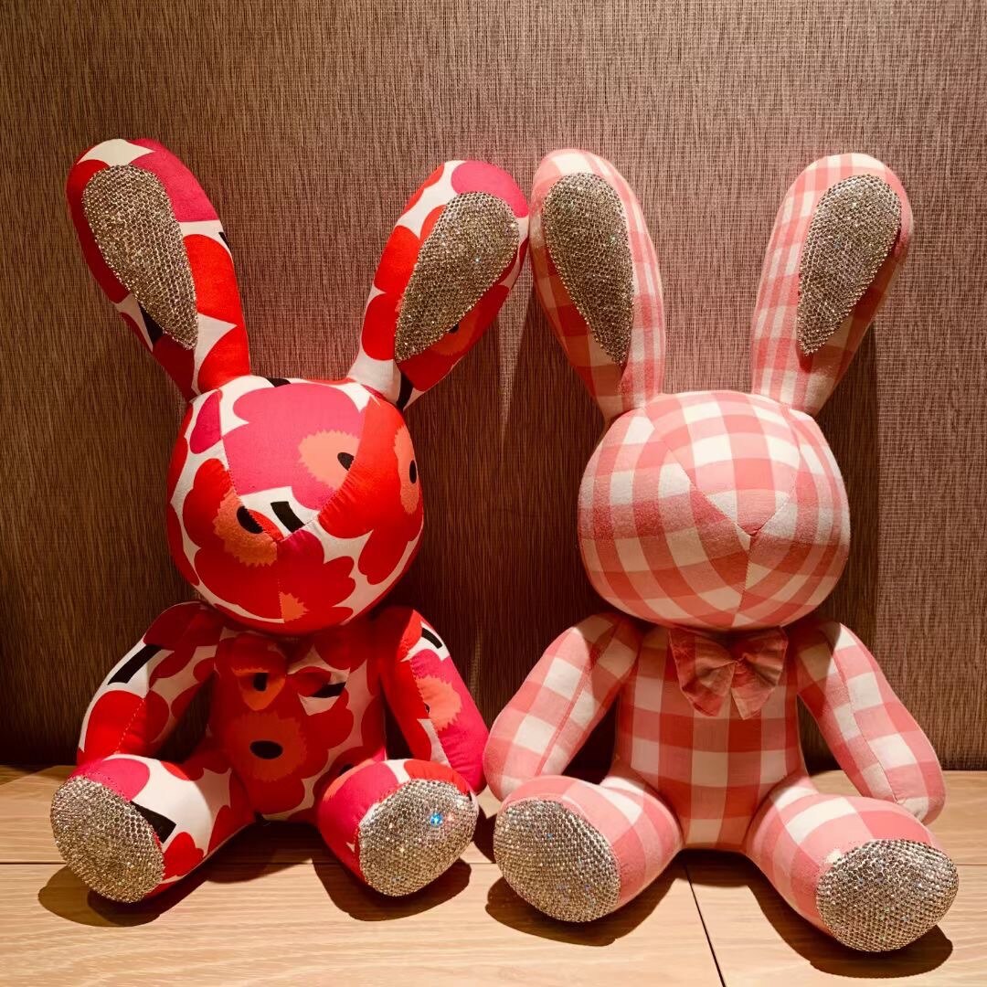 Pattern Stuffed Rabbit Toys Teddy Ornaments