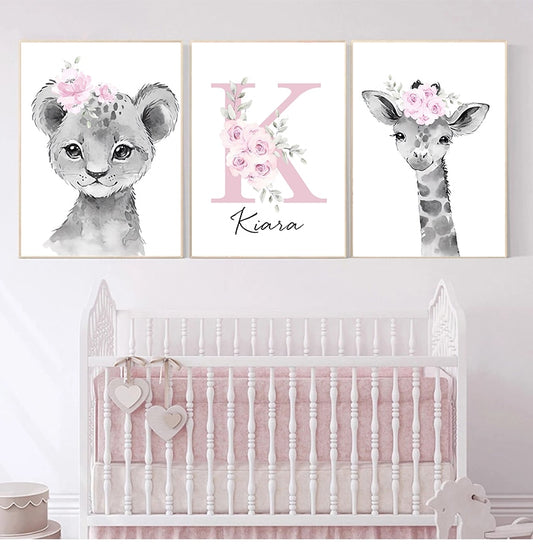 Custom Baby Name Nursery Poster Personalised Canvas Painting Print